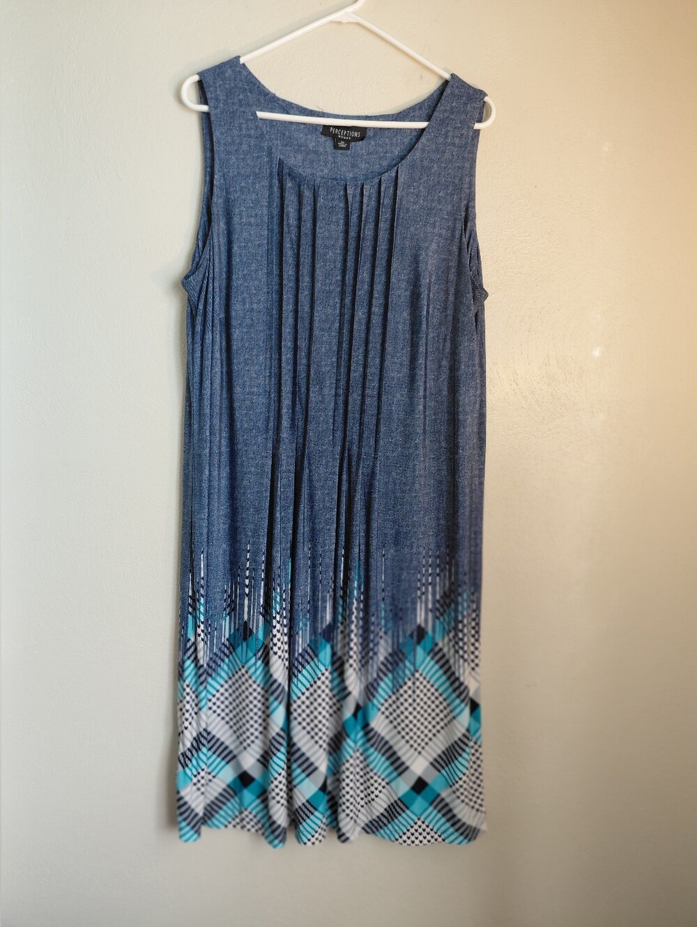 Womens Perceptions Sleeveless Pleated Dress Sx 1X